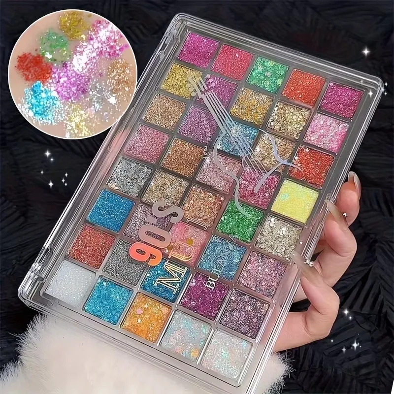 Paleta de sombras de 40 cores - Maquiagem para os olhos fosca e brilhante, alta pigmentação, textura cremosa misturável, maquiagem para os olhos de longa duração