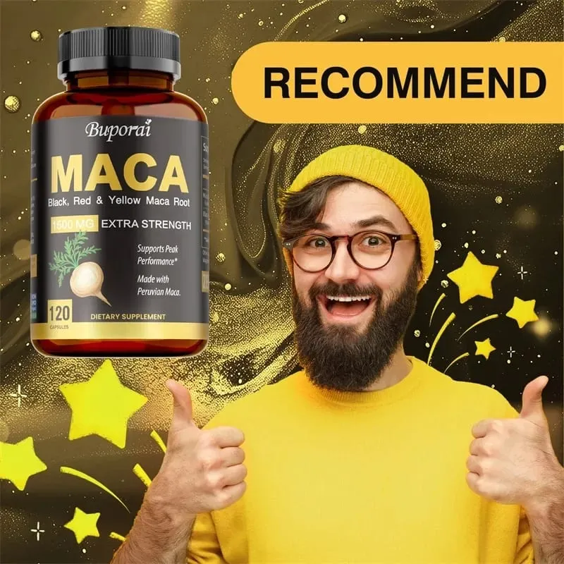 Cápsulas de Maca - Reduz a fadiga Equilíbrio hormonal Regula o humor Melhora o desempenho atlético Aumenta a energia e a resistência