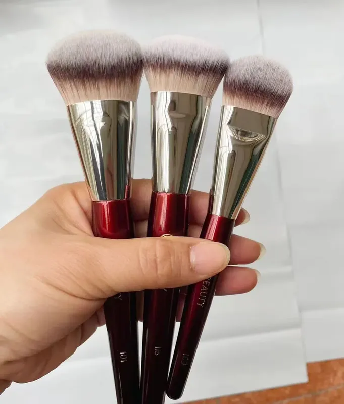 Pincéis de maquiagem para base com contornos, 1 peça, 101, base líquida, corretivo, pincel de maquiagem, cabo de madeira vermelha, ferramentas cosméticas 506 — image 8