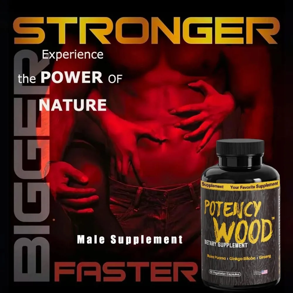 Cápsulas Potency Wood Vitality Boost - Suplemento Energy Libido Focus - Ginseng Ashwagandha Herbal Supplements 60 Cápsulas