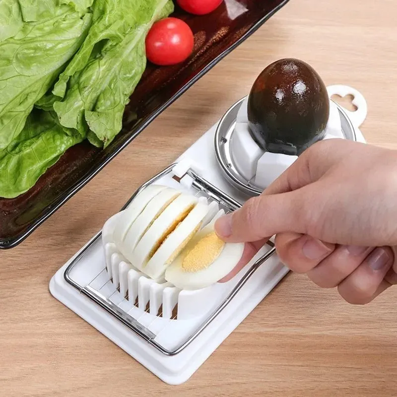 Multi Functional Egg Cutting Artifact Kitchen Household Stainless Steel Cutter Preserved Eggs Divider Two in One Egg Cutter — image 2