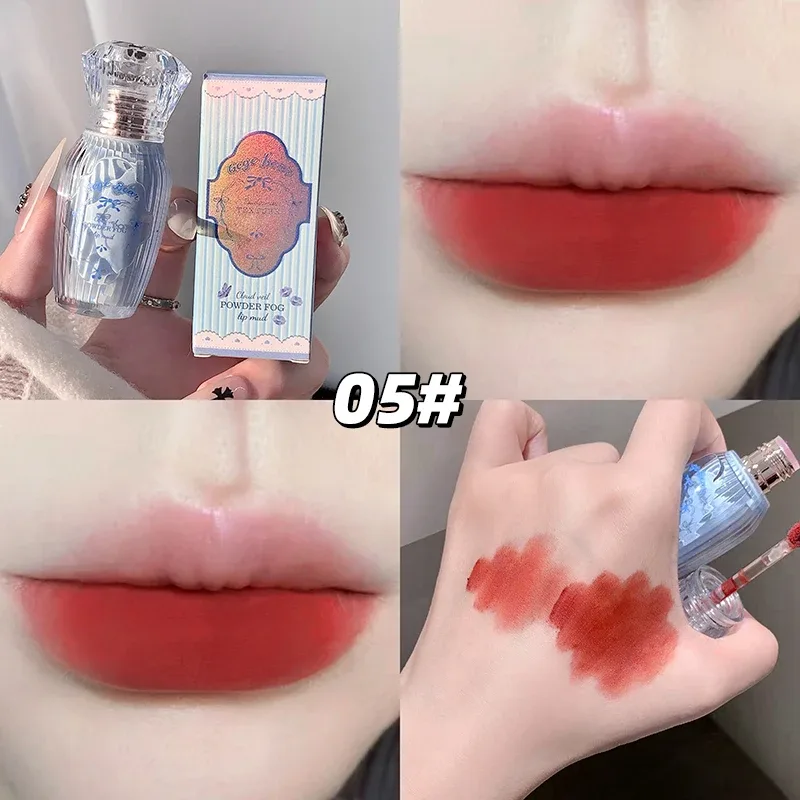 Gegebear powder lip mud matte lips low saturation white lipstick natural color no cup lasting makeup without fading