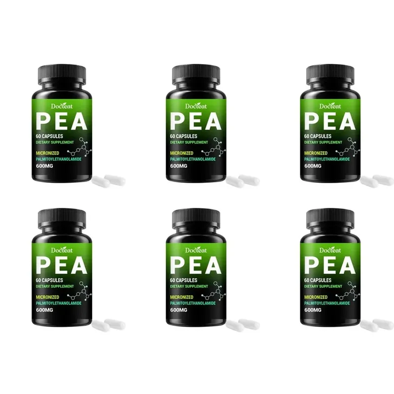 Docteat PEA 600mg Cápsulas Palmitoiletanolamida Micronizada Suporta Equilíbrio Composto Manutenção Conforto e Facilidade 60 Cápsulas