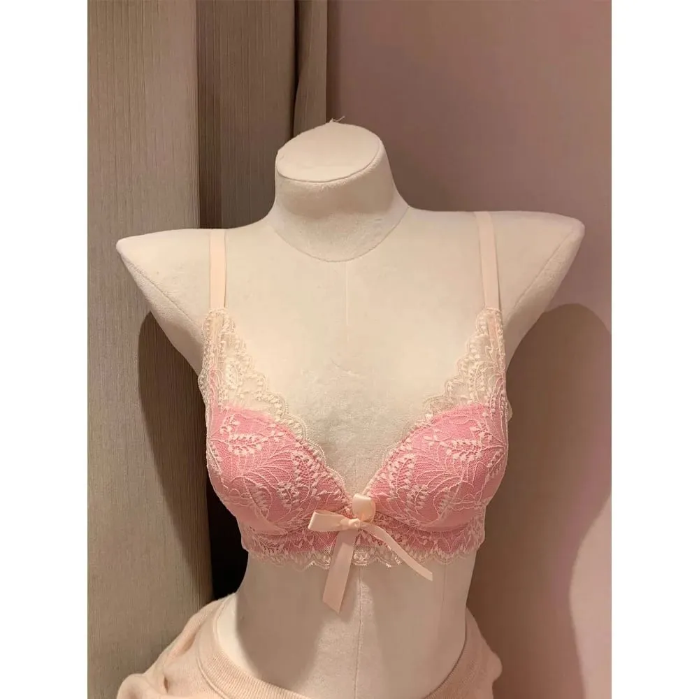 Venda quente sutiã de renda sem fio feminino pequeno busto grosso acolchoado push up elevador anti sag suporte lateral lingerie sexy 32-38 ab