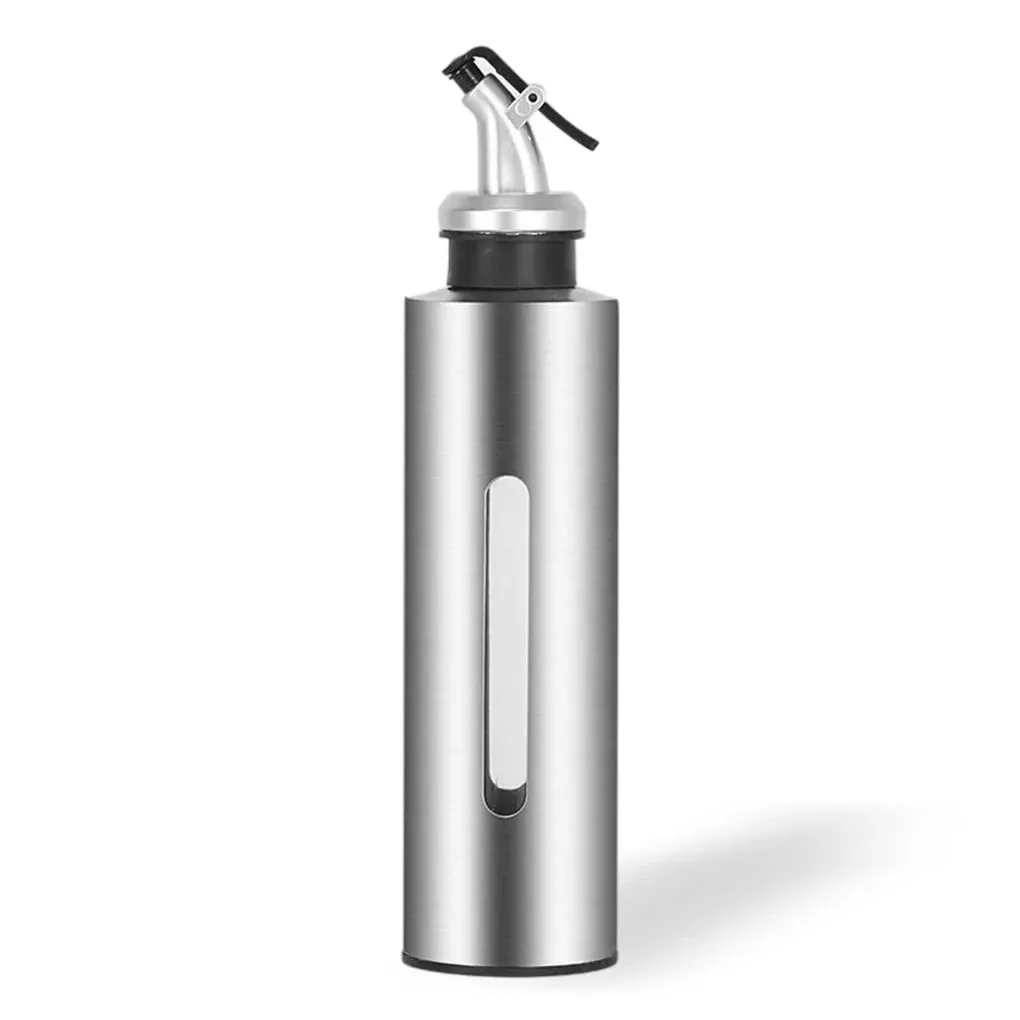 1 pçs cozinha garrafa de azeite recipiente plástico garrafa de aço inoxidável corpo pote jar pro vinagre molho titular dispensador de cozinha