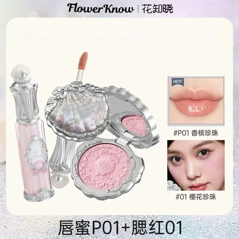 Flower Know Shells Jewel Collection Conjunto de maquiagem para presente sombra blush batom kit facial