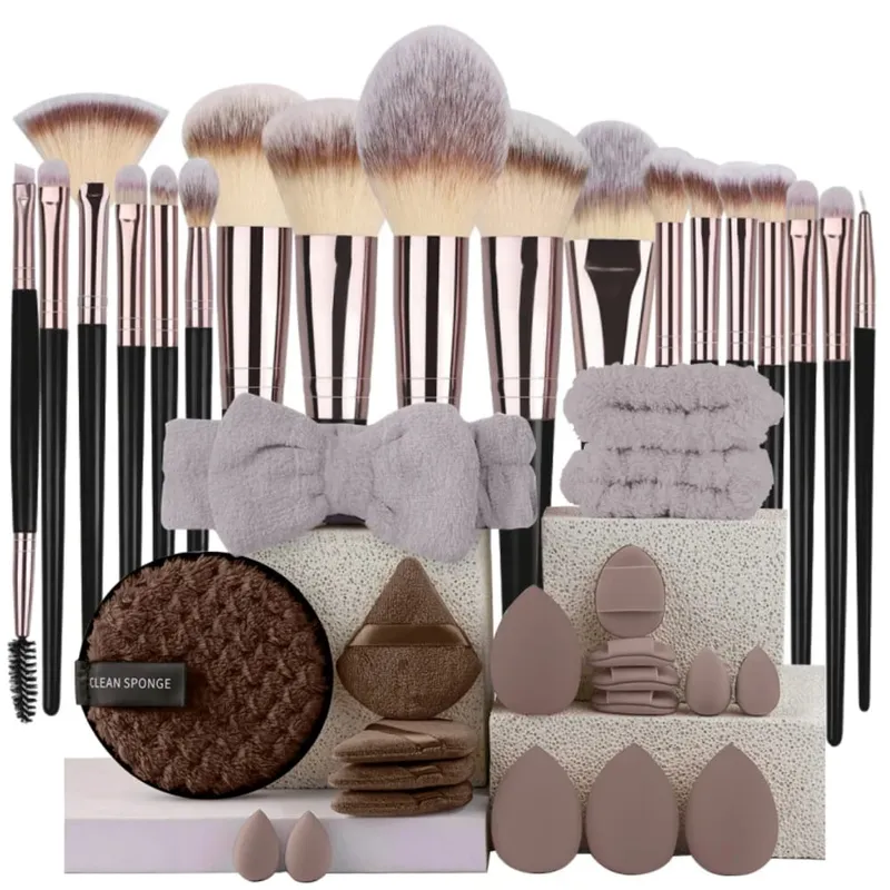 Conjunto de pincéis de maquiagem profissional, base corretivo, pó, sombra, blush, kabuki, mistura, ferramenta de beleza cosmética