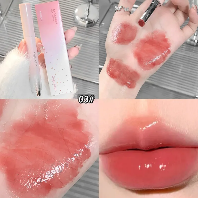 Luz de água clara sólido brilho labial geléia aguado rosa batom lápis hidratante espelho batom caneta coreano lábios maquiagem cosméticos