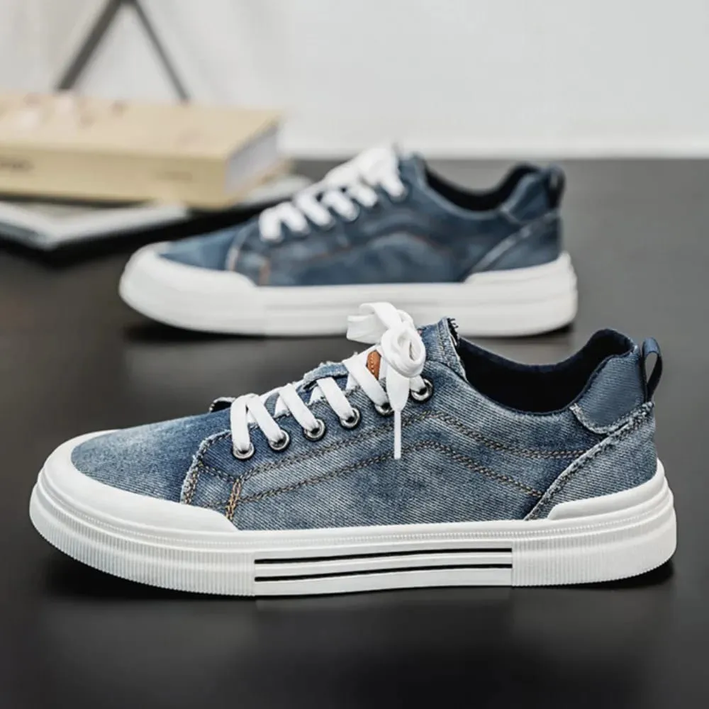 Kasut Kanvas Bernafas Lelaki Sneakers Bertapak lembut Kasut Papan Kasual Rendah Atas Bawah Rata Kasut Lelaki Bergaya Fesyen Zapatillas