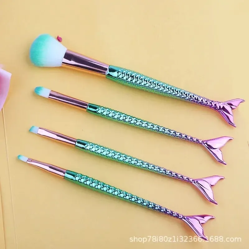 Conjunto de pincéis de maquiagem profissional sereia, 4 unidades, sombra, delineador, alta qualidade, ferramentas de pincel de maquiagem, sobrancelha, kit de ferramentas de beleza
