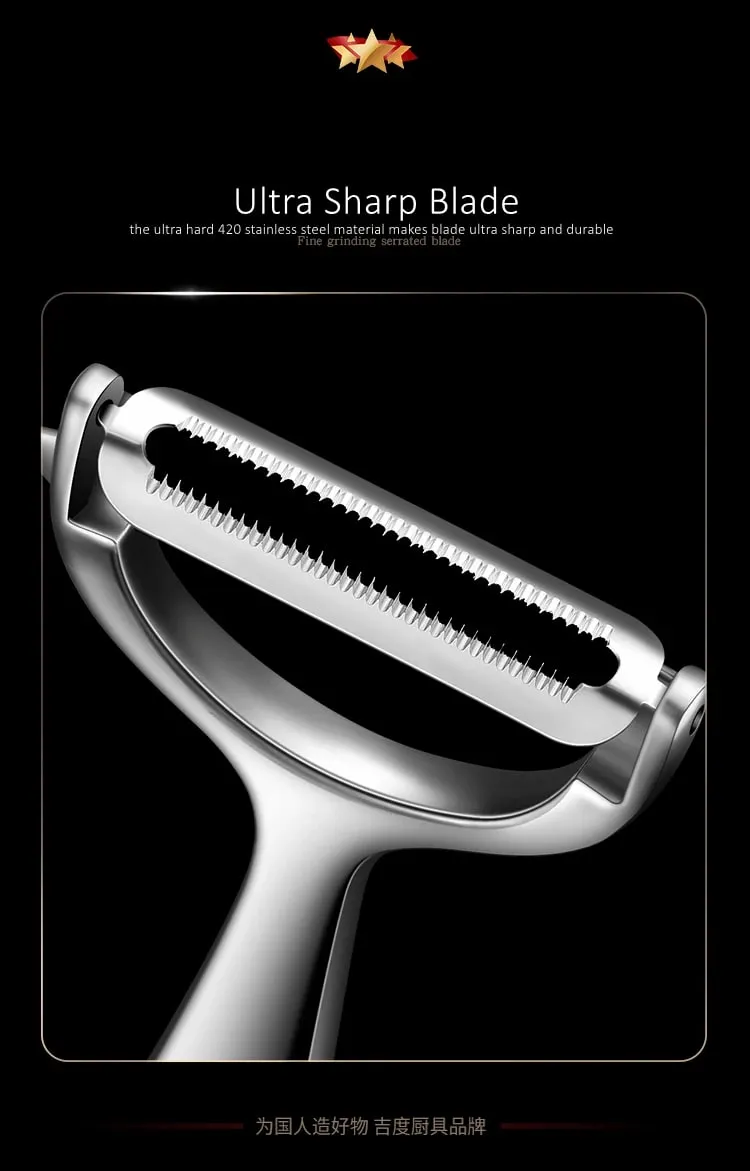LFGB Certificated Pure 304 Stainless Steel Peeler Ultra Sharp Blade Fruit and Vegetable Zester Family Kitchen Peeling Tool
