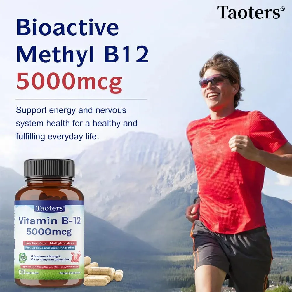 Vitamina B12 5000 mcg - Força Extra - Suplemento para apoiar os níveis de energia Clareza mental Saúde do sistema nervoso