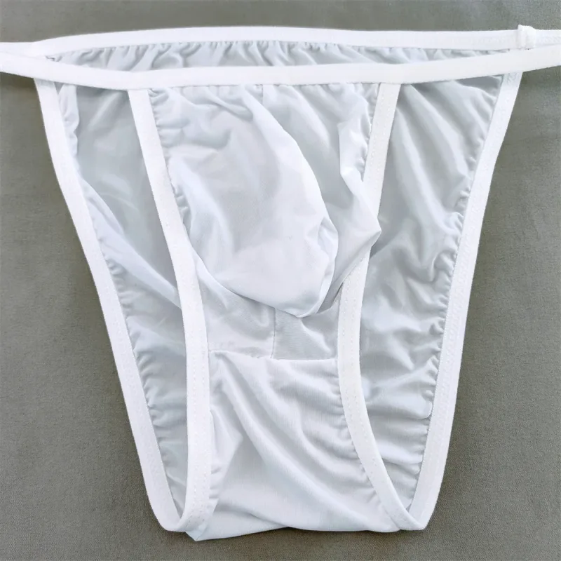 Ice Silk Briefs Men Underwear Solid Color Male Underpants Ultra-Thin Seamless Panties Thin Belt Low Waist