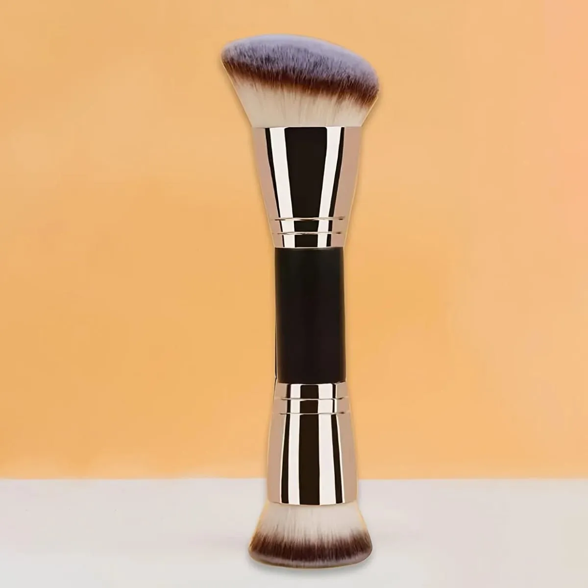 Pincel de maquiagem de ponta dupla, pincel de base plana para contorno em ângulo, para base de creme BB, mistura perfeita, contorno oculto