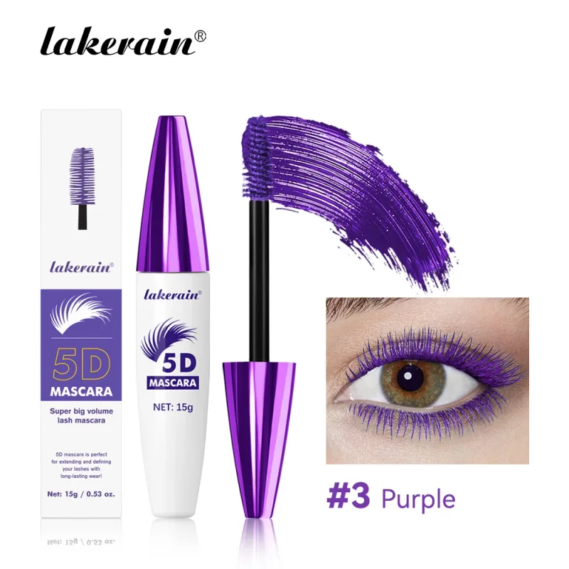 Lakerain 5D Rímel Cílios Alongamento de Longa Duração Intenso Preto Impermeável Nutritivo À Prova de Manchas Rímel Maquiagem para os Olhos