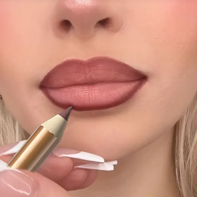 2pc Set Matte Lip Liner And Starry Glitter Lip Gloss Pearlescent Fine Shimmer Long-Lasting Hydration Non-Sticky Makeup