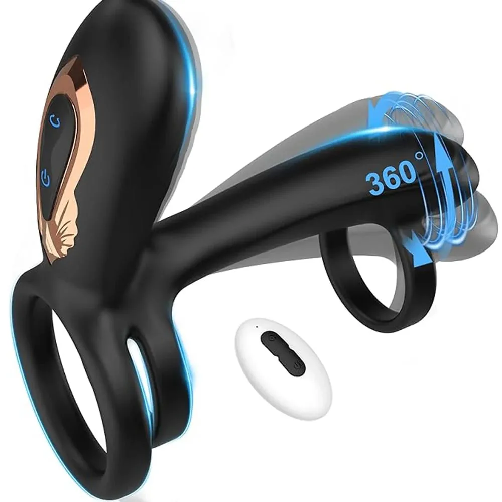 Vibrador duplo com controle remoto, anel peniano para homens, tempo de atraso, massageador de próstata, anéis penianos, brinquedo sexual vibratório para homens — image 1