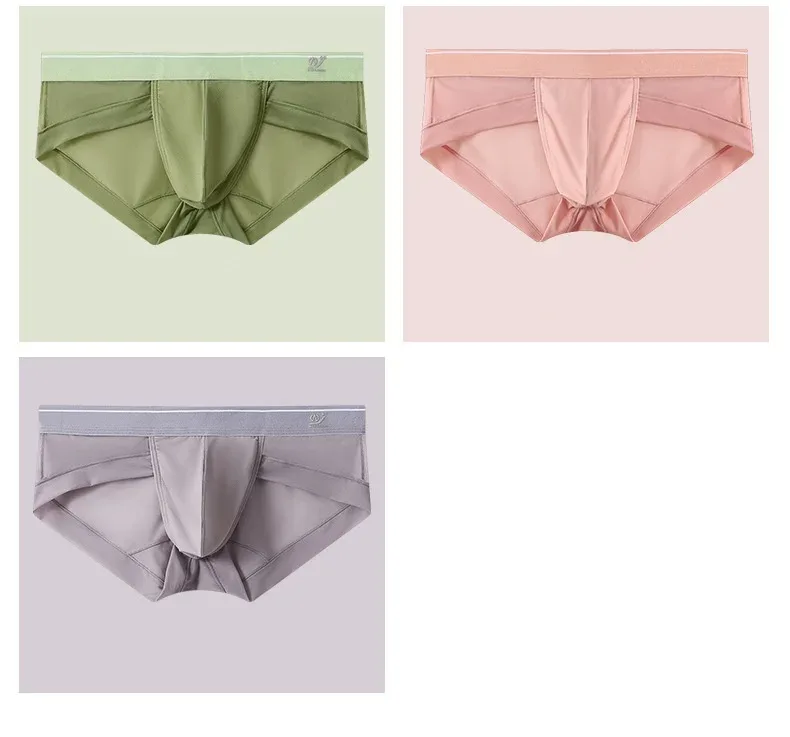Cuecas masculinas respirável 3d bolsa leve biquíni masculino macio puro conforto secagem rápida elástico triângulo para o verão