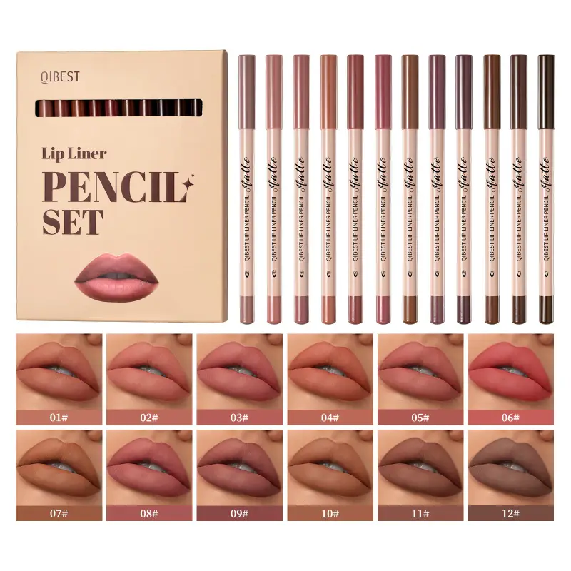 12 Piece Matte Lipliner Set Smooth and Easy To Apply Non Smudging and Non Fading Natural Makeup Effect Lip Liner