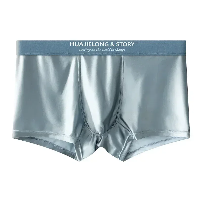 1/3 pçs masculino fresco gelo seda boxers shorts verão cetim-como sólida cuecas pele amigável malha respirável virilha roupa interior masculina