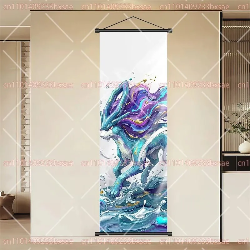 Pokémon anime hd rolagem pintura eevee pikachu suicune charizard mewtwo fundo arte da parede decoração cartaz presente das crianças