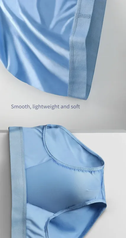 3 peças de gelo masculino - roupa íntima de seda. Estilo fino para o verão, com cuecas em U convexas. Shorts respiráveis ​​de cor sólida