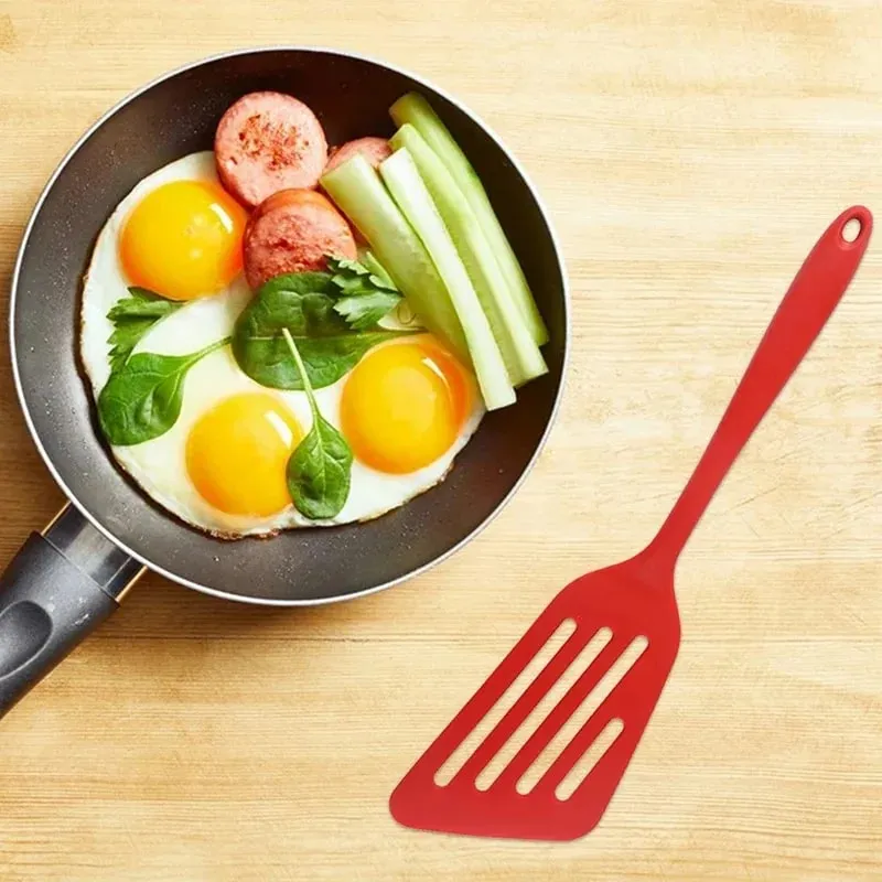 Espátula de silicone antiaderente para cozinha, peixe frito e ovo, espátula resistente a vazamentos, utensílios de cozinha de silicone de alta temperatura, 1 peça