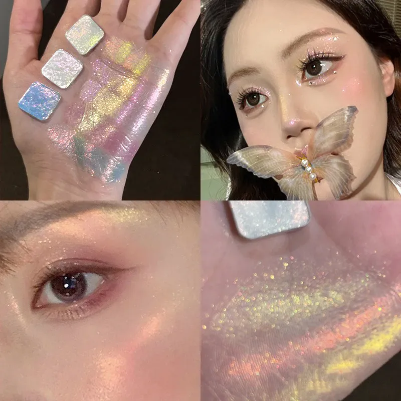 Cartões de sombra para olhos multicromáticos, metálicos, à prova d'água, camaleão, azul, ultra-brilhante, holográfico, glitter, maquiagem para os olhos, iluminador