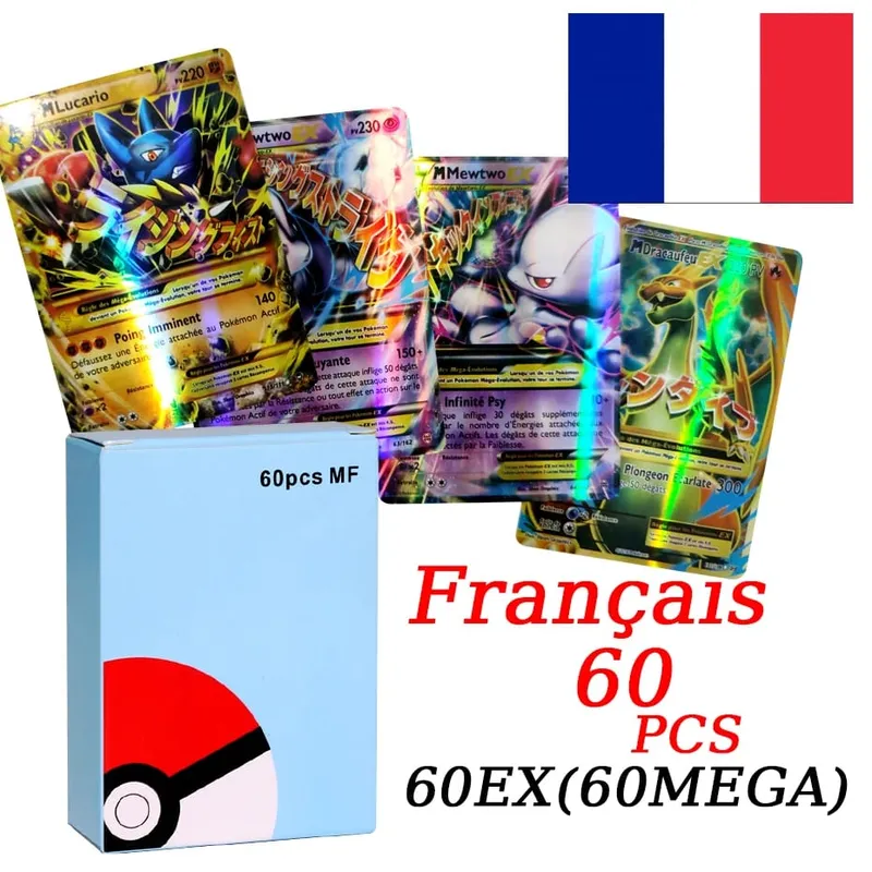 Versão francesa pokemon cartões vmax v ex gx mega carte coleção batalha treinador brinquedos de natal das crianças presente