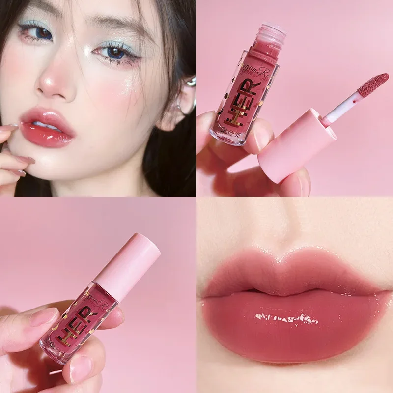 Batom líquido à prova d'água, 8 cores, hidratante, longa duração, brilhante, brilho labial, maquiagem natural, gelatina, cosméticos brilhantes