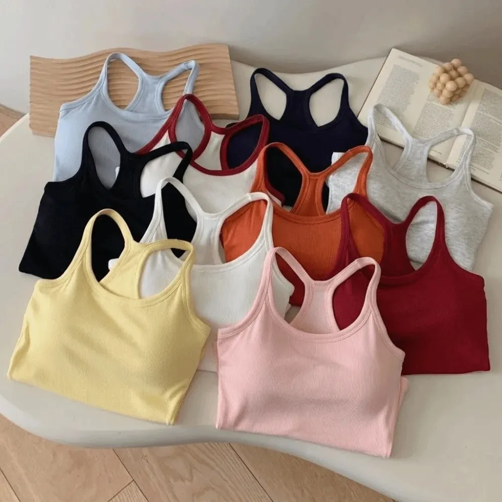 Alças de ombro largas colete oco confortável em forma de h costas peito pequeno camisola design fino elástico fino regata