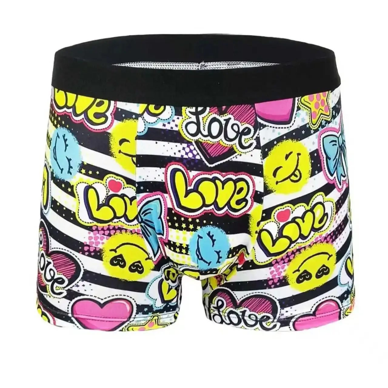 Shorts boxer masculino divertido estampado com grafite, conjunto aleatório de 5 peças, moderno, personalizado, confortável e respirável, calça de quatro cantos