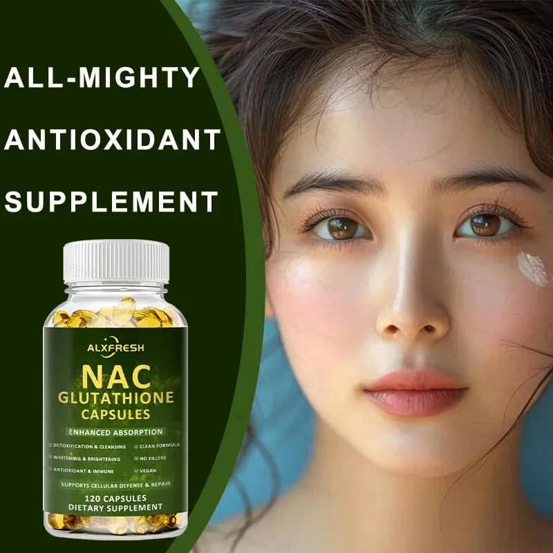 Complexo NAC + Glutationa Premium Detox e Reforço Antioxidante com Vitamina C | Suplemento de saúde do sistema imunológico para suporte ao fígado