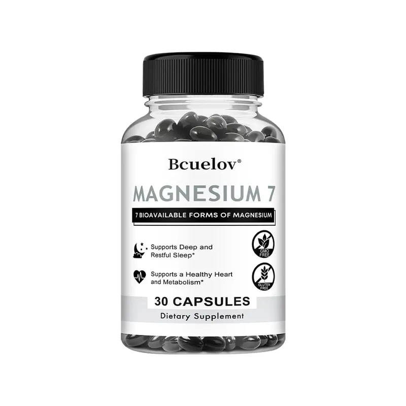 Complexo de magnésio 7 em 1 de alta absorção apoia o relaxamento energético promove um sono saudável ajuda suplementos de suporte muscular