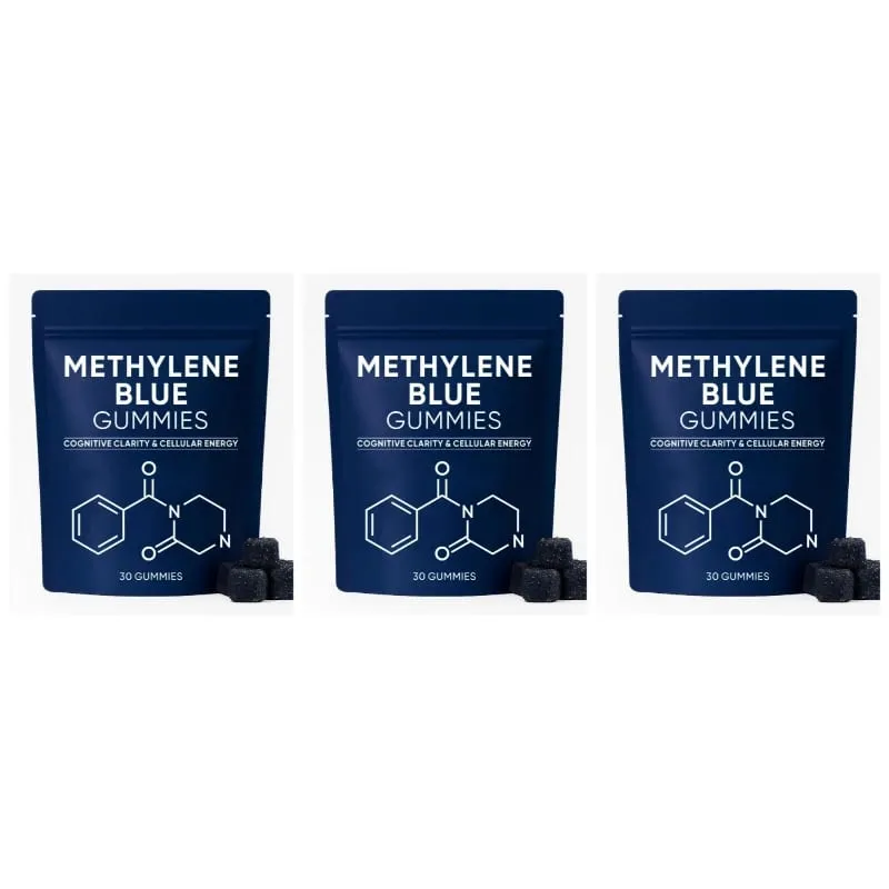 Methylene Blue Compound Gummies 5mg 30/60 Ct Blueberry Flavor for Sustained Energy Mental Clarity & Mood Cellular Support