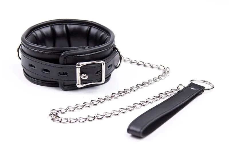 Colar de couro e ferro elo de corrente esponja enchimento bdsm escravo coleiras mulheres bondage colar brinquedos sexuais