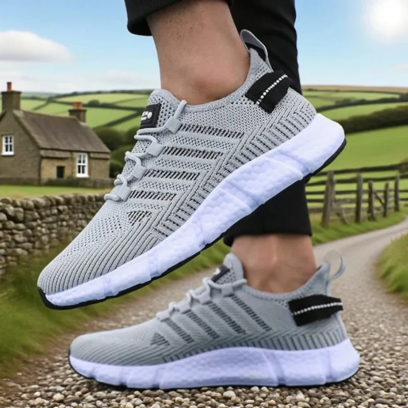 Tênis de corrida de sola macia para homens malha respirável flexível tênis casuais confortáveis ​​solas sustentáveis ​​sapatos de treinamento de tênis