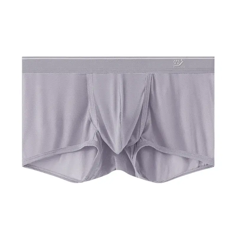 1 pçs gelo seda espaço cápsula roupa interior masculino compartimento sólido verão respirável ultra-fino boxers shorts transparentes hombre