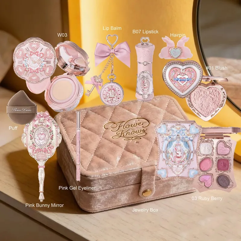 Flower Know Shell Jewelry All-In One Gift Set Makeup Set Full Professional Eyeshadow Blush Baked Powder 10pcs Flowerknows Kits