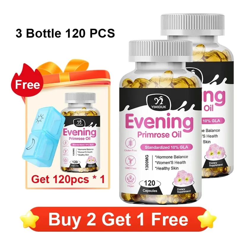 Evening Primrose Oil 1300mg with Rich GLA & Essential Nutrients Balance Hormones Support Women's Comfort & Enhance Skin Health
