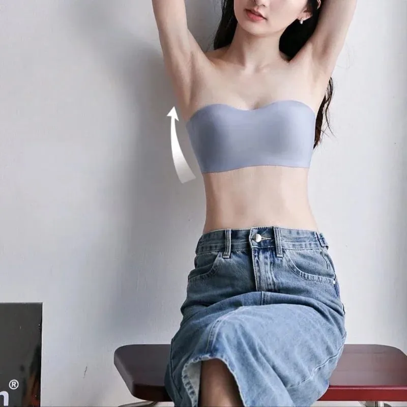 無縫一件式抹胸女式可拆卸護墊內衣基本款黑/白/膚色女式無肩帶胸罩抹胸性感內衣 — image 4