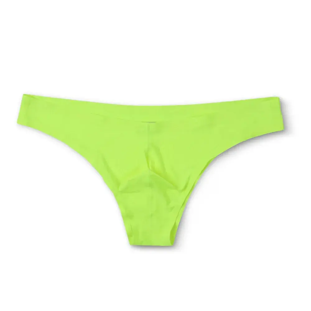Summer Men's Seamless Ice Silk Briefs Comfortable Cool Breathable Low-waist Plus Size Underwear U-shaped Convex Shorts