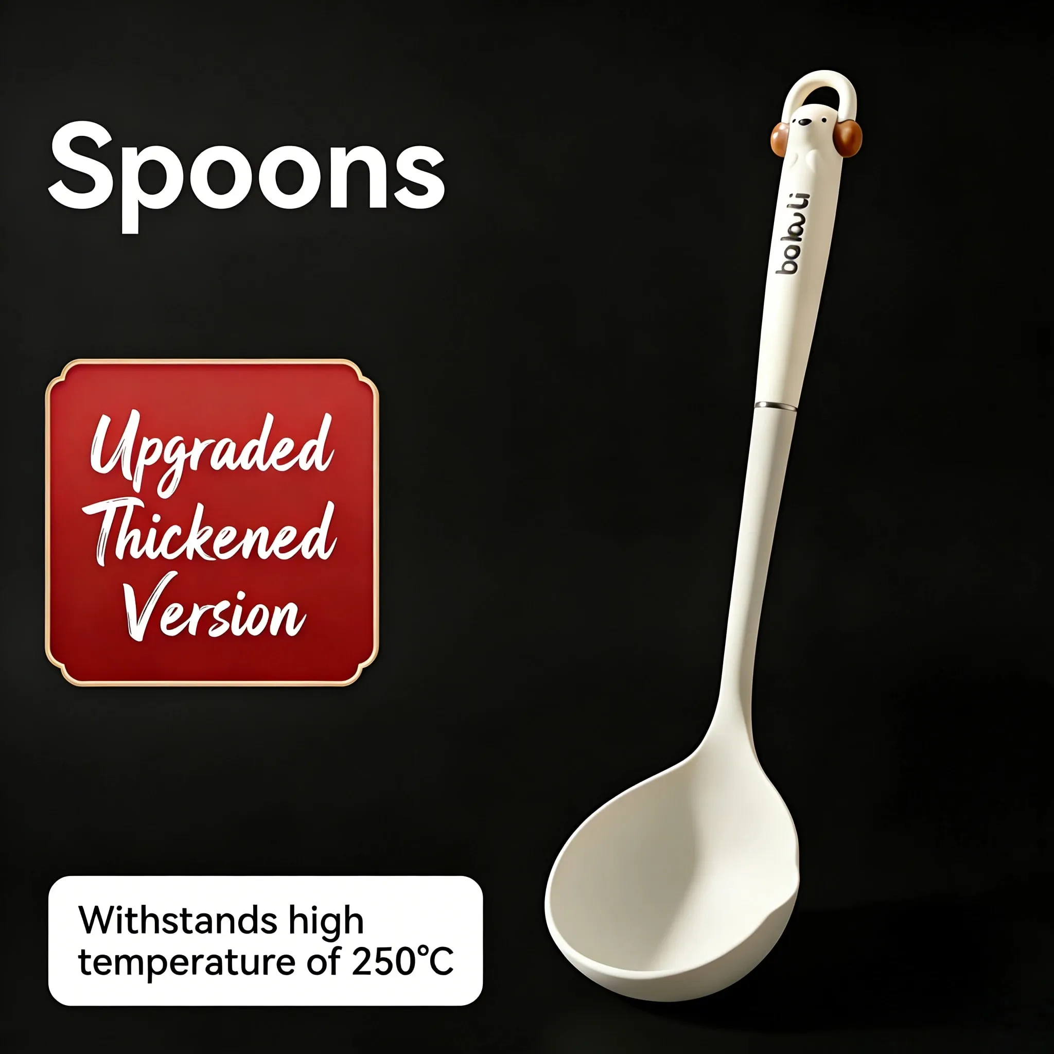 Novo utensílio de cozinha melhorado, conjunto de 3 peças, espátula de silicone, colher de arroz e sopa, resistente ao calor, ferramentas de cozinha antiaderentes