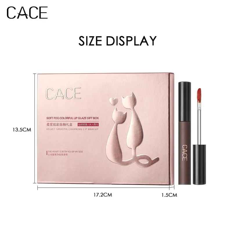 4 Pcs Liquid Lipstick Makeup Sets Matte Red Tint Lipgloss Long Lasting Waterproof Lip Stain Cosmetics With Necklace Gift