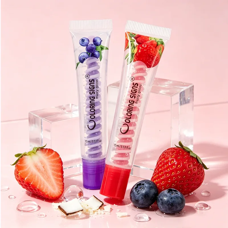 Fruity Lip Gloss Strawberry Blueberry Shiny Lip Oil Moisturizing Plumping Shimmer Lip Makeup Hydrating LipstickFor Girls