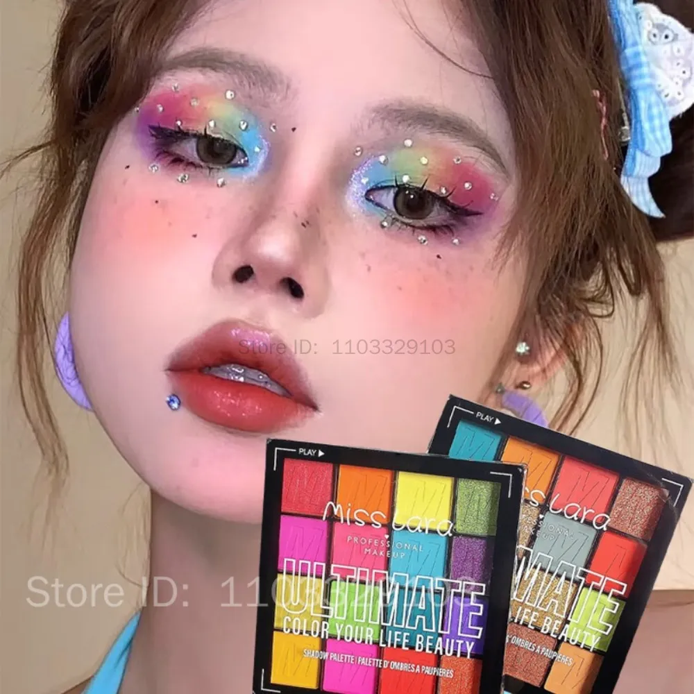 Paleta de sombra de olho arco-íris, 16 cores, verão, longa duração, à prova d'água, perolada, fosca, brilhante, sombra feminina, maquiagem de olhos de beleza
