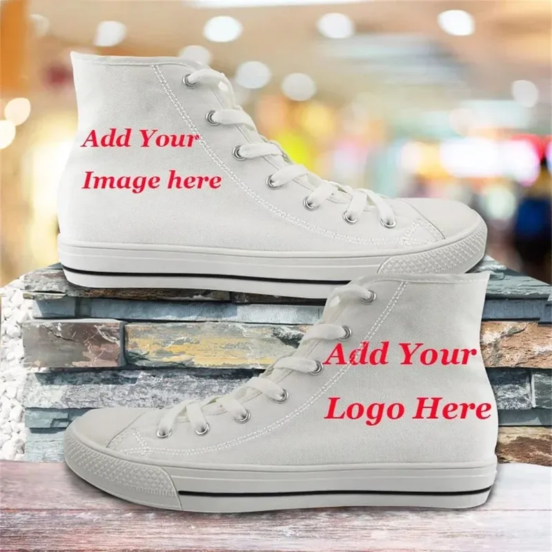 Custom Shoes Customized Plus Size 48 47 Logo Image Men High Low Top Canvas Shoes Sneakers Ladies Unisex Dropshipping