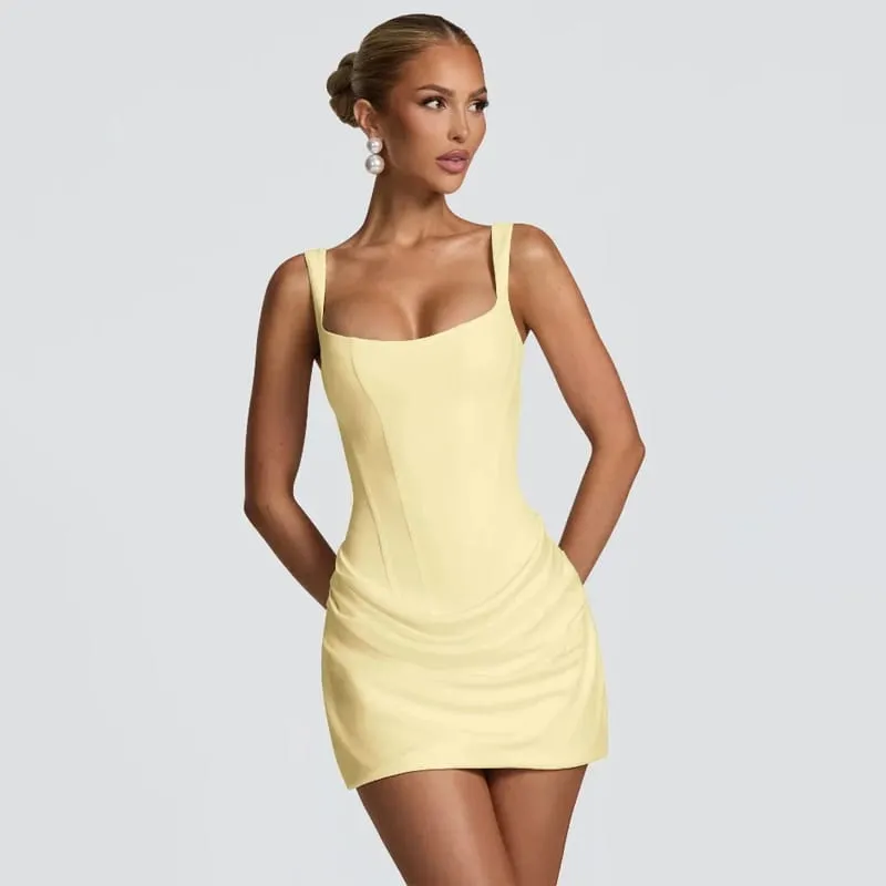 Mulheres sexy sólido plissado vestido sem alças senhora chique fora do ombro sem costas cintura alta vestidos divididos 2026 verão vestido de festa à noite — image 19