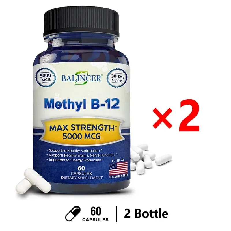 維生素 B12 - 5000 MCG 補充品 - 有益於大腦和心臟功能 支持記憶 學習有助於增強自然能量