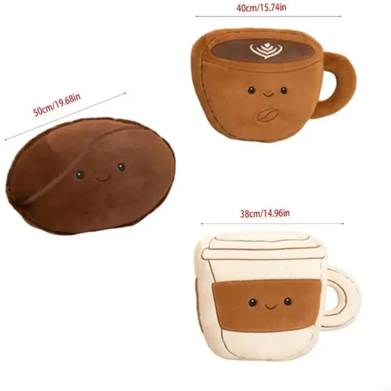 Almofada de pelúcia de feijão de café almofada traseira de boneca de pelúcia macia para uso em sofá e lounge